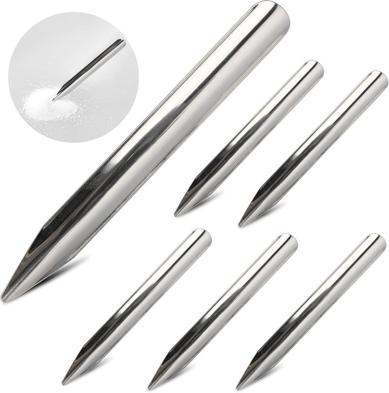 TUNQISM 6pcs 6-inch Laboratory Spatula, Stainless Steel Laboratory Shovel, Round Pointed Spatula, Laboratory Curved Metal Head Spoon, Used for scooping and transferring Mixed Powder - Image 1